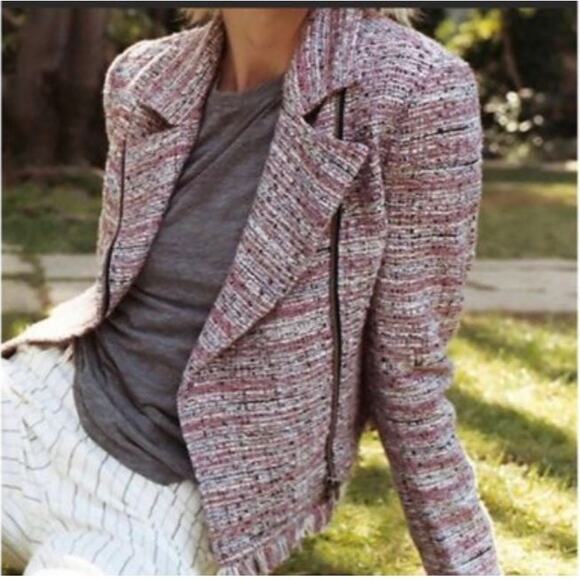Cupcakes & Cashmere Multi Color Tweed Moto Jacket Womens Size Small - Picture 1 of 7